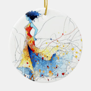 Aquarell Flamenco-Tänzerin – Freude in Bewegung #2 Keramik Ornament