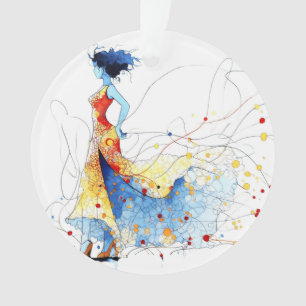 Aquarell Flamenco-Tänzerin – Freude in Bewegung #2 Ornament