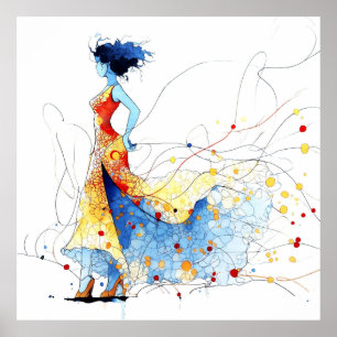 Aquarell Flamenco-Tänzerin – Freude in Bewegung #2 Poster