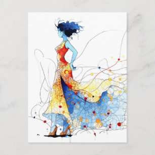 Aquarell Flamenco-Tänzerin – Freude in Bewegung #2 Postkarte