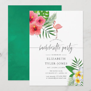 Aquarell Flamingo Aloha Luau Junggesellinnenabschi Einladung