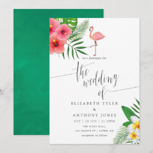 Aquarell Flamingo Aloha Luau Strandhochzeit Einladung