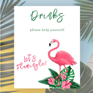 Aquarell-Flamingo-Baby-Party - Getränke Poster