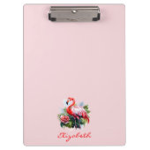 Aquarell-Flamingo-Blumen  Klemmbrett (Vorderseite)