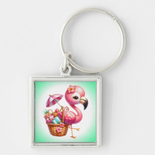 Aquarell-Flamingo-Cartoon-Grafiken Schlüsselanhänger