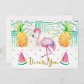Aquarell-Flamingo-Geburtstag danken Ihnen zu Dankeskarte (Vorne/Hinten)