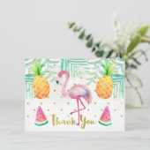 Aquarell-Flamingo-Geburtstag danken Ihnen zu Dankeskarte (Stehend Vorderseite)