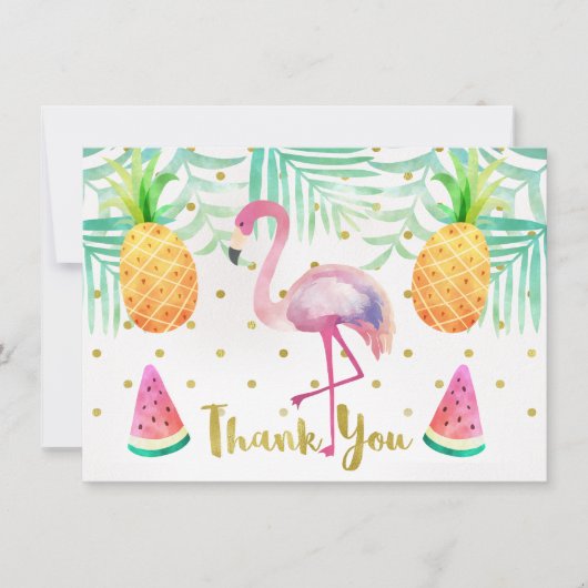 Aquarell-Flamingo-Geburtstag danken Ihnen zu Dankeskarte (Vorderseite)