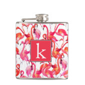 Aquarell-Flamingo in den Aquarellen | addieren Flachmann (Vorderseite)