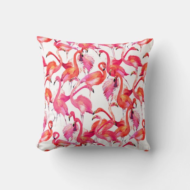Aquarell-Flamingo in den Aquarellen | addieren Kissen (Vorderseite)