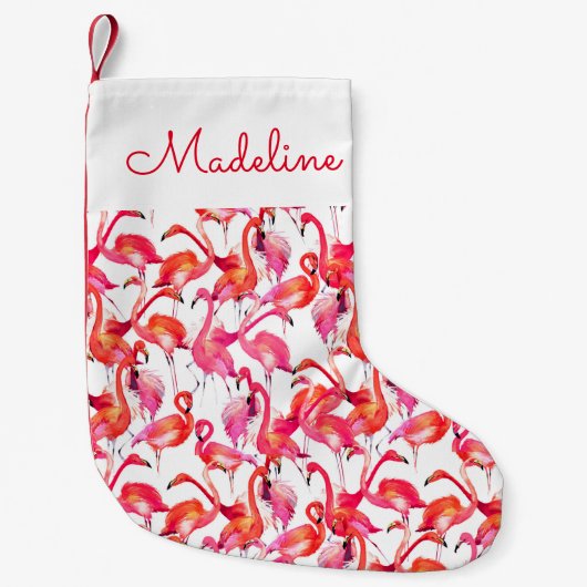 Aquarell-Flamingo in den Aquarellen | addieren Kleiner Weihnachtsstrumpf (Vorderseite)