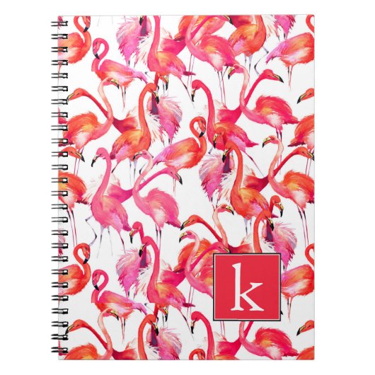 Aquarell-Flamingo in den Aquarellen | addieren Notizblock (Vorderseite)