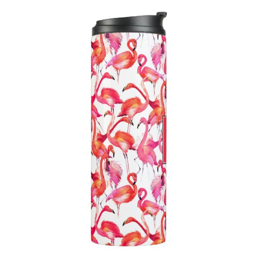 Aquarell-Flamingo in den Aquarellen | addieren Thermosbecher (Nach links gedreht)