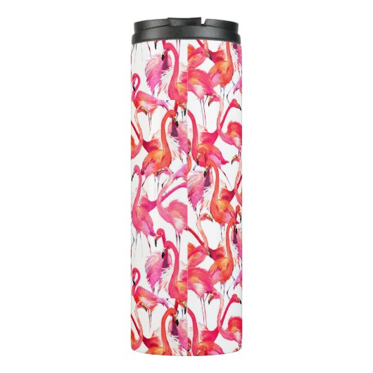 Aquarell-Flamingo in den Aquarellen | addieren Thermosbecher (Rückseite)