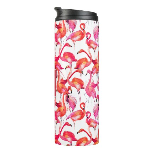 Aquarell-Flamingo in den Aquarellen | addieren Thermosbecher (Nach rechts gedreht)