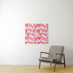 Aquarell-Flamingo in den Aquarellen Wandteppich