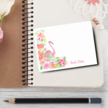 Aquarell-Flamingo mit Rosen personalisiert