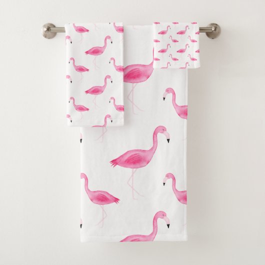 Aquarell-Flamingo-Muster Badhandtuch Set (Insitu)
