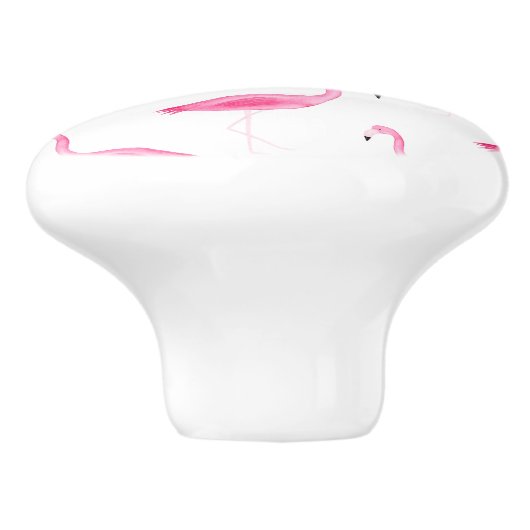 Aquarell-Flamingo-Muster Keramikknauf (Seitenansicht)