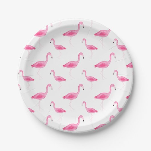 Aquarell-Flamingo-Muster Pappteller (Vorderseite)