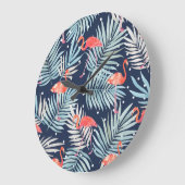 Aquarell Flamingo: Rosa tropische Eleganz. Große Wanduhr (Winkel)