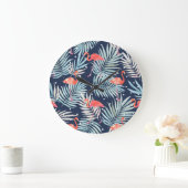 Aquarell Flamingo: Rosa tropische Eleganz. Große Wanduhr (Zuhause)