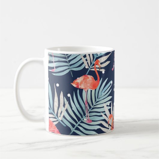 Aquarell Flamingo: Rosa tropische Eleganz. Kaffeetasse (Links)
