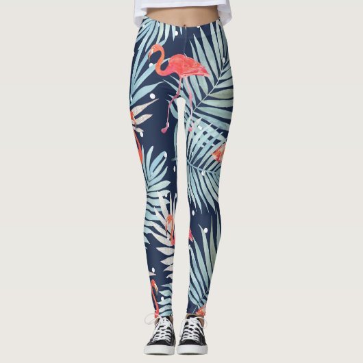 Aquarell Flamingo: Rosa tropische Eleganz. Leggings (Vorderseite)