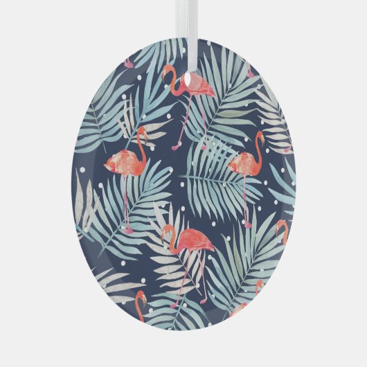 Aquarell Flamingo: Rosa tropische Eleganz. Ornament Aus Glas (Vorderseite Rechts)