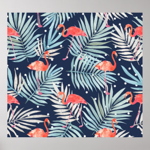 Aquarell Flamingo: Rosa tropische Eleganz. Poster