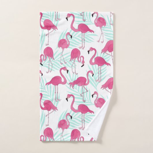 Aquarell-Flamingo-Rosa und Minze tropisch Badhandtuch Set (Handtuch)