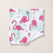 Aquarell-Flamingo-Rosa und Minze tropisch Badhandtuch Set (Waschlappen)