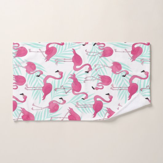Aquarell-Flamingo-Rosa und Minze tropisch Badhandtuch Set (Handtuch)