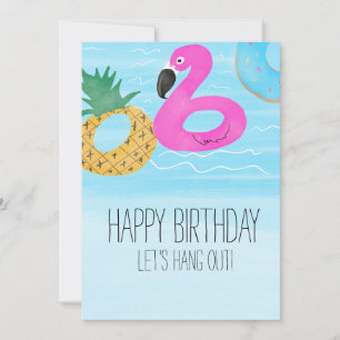 Aquarell Flamingo Tropischer Pool Geburtstag Freun Karte