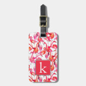 Aquarell-Flamingos dem Monogramm in der Aquarell-| Gepäckanhänger (Vorderseite vertikal)