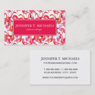 Aquarell-Flamingos dem Monogramm in der Aquarell- Visitenkarte