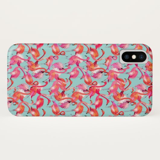 Aquarell-Flamingos erfasst Case-Mate iPhone Hülle (Rückseite (Horizontal))