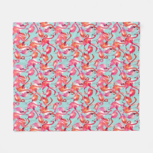 Aquarell-Flamingos erfasst Fleecedecke (Vorderseite (Horizontal))