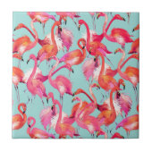 Aquarell-Flamingos erfasst Fliese (Vorderseite)