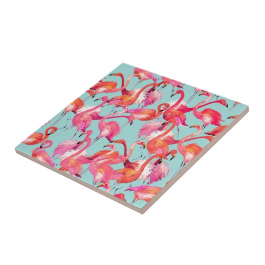 Aquarell-Flamingos erfasst Fliese (Seite)