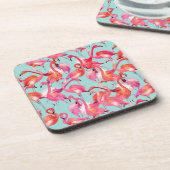 Aquarell-Flamingos erfasst Getränkeuntersetzer (Linke Seite)