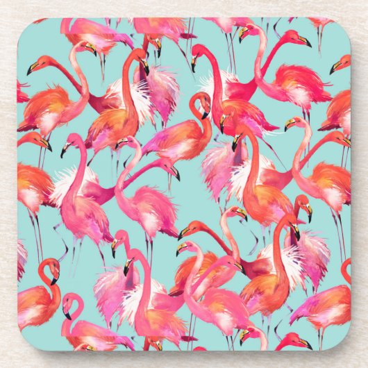 Aquarell-Flamingos erfasst Getränkeuntersetzer (Vorderseite)