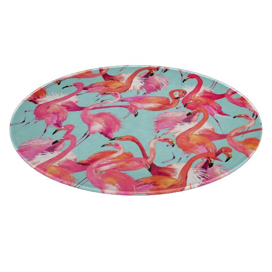 Aquarell-Flamingos erfasst Schneidebrett (Ecke)