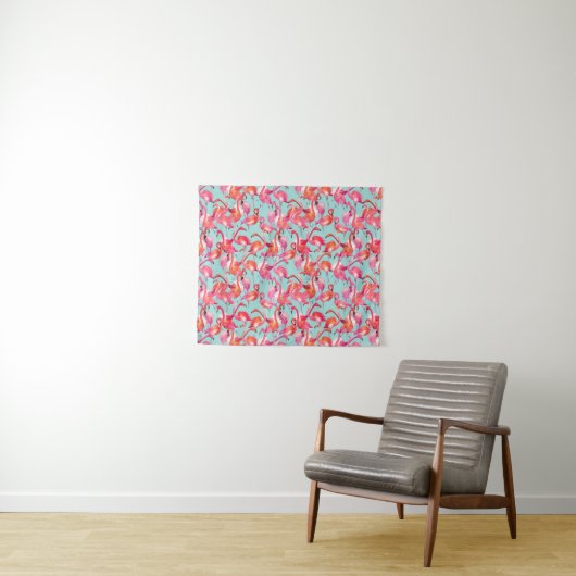 Aquarell-Flamingos erfasst Wandteppich (Beispiel (Horizontal))