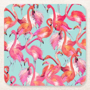 Aquarell-Flamingos erfassten 2 Rechteckiger Pappuntersetzer