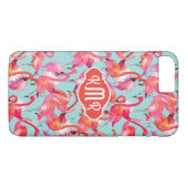Aquarell-Flamingos erfassten | Monogramm Case-Mate iPhone Hülle (Rückseite (Horizontal))
