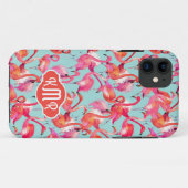 Aquarell-Flamingos erfassten | Monogramm Case-Mate iPhone Hülle (Rückseite (Horizontal))