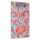 Aquarell-Flamingos erfassten | Monogramm Klemmbrett (Rechts)