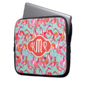 Aquarell-Flamingos erfassten | Monogramm Laptopschutzhülle (Vorderseite Links)