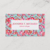 Aquarell-Flamingos erfassten | Monogramm Visitenkarte (Vorderseite)